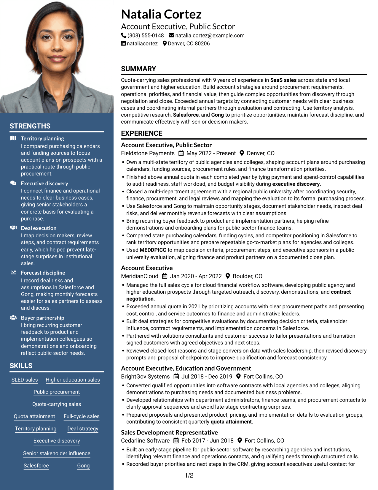 Resume example — page 1