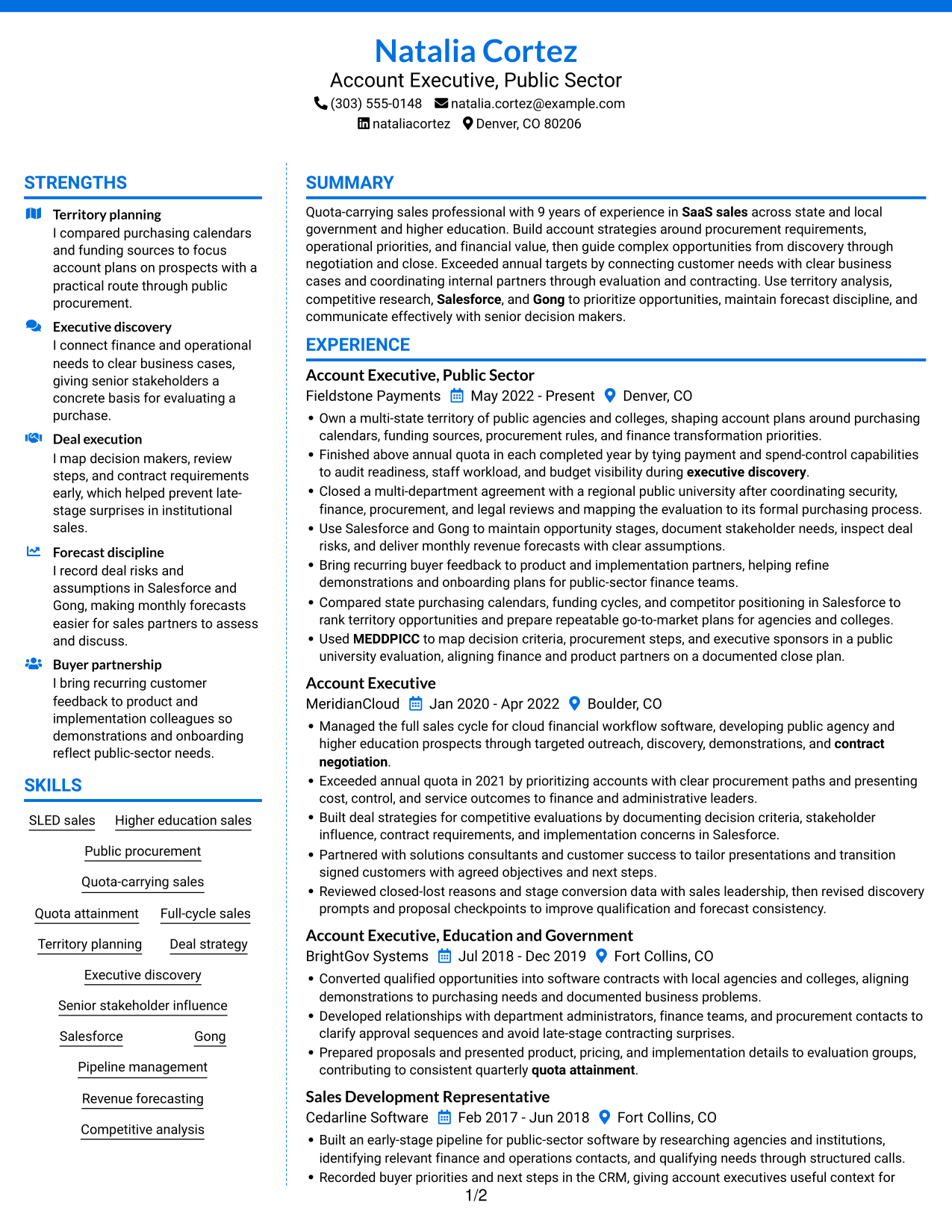 Resume example — page 1