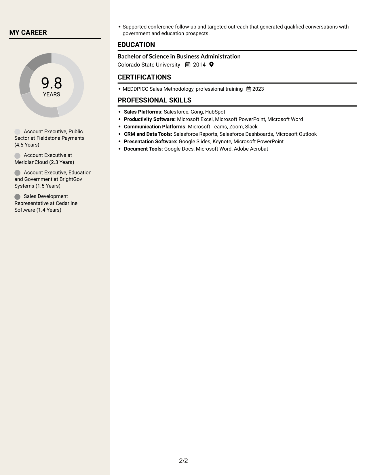 Resume example — page 2