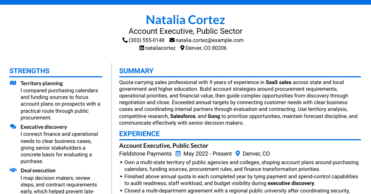 7 Account Executive - SLED Resume Templates with Example