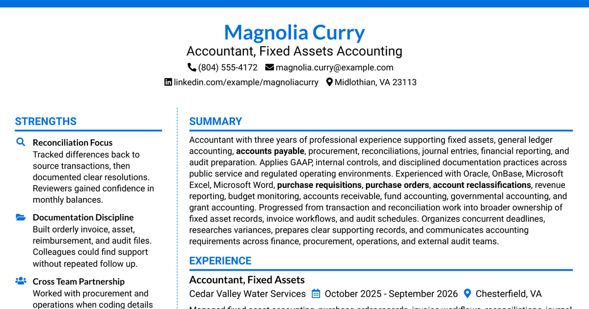 7 Accountant - Fixed Assets Accounting Resume Templates with Example