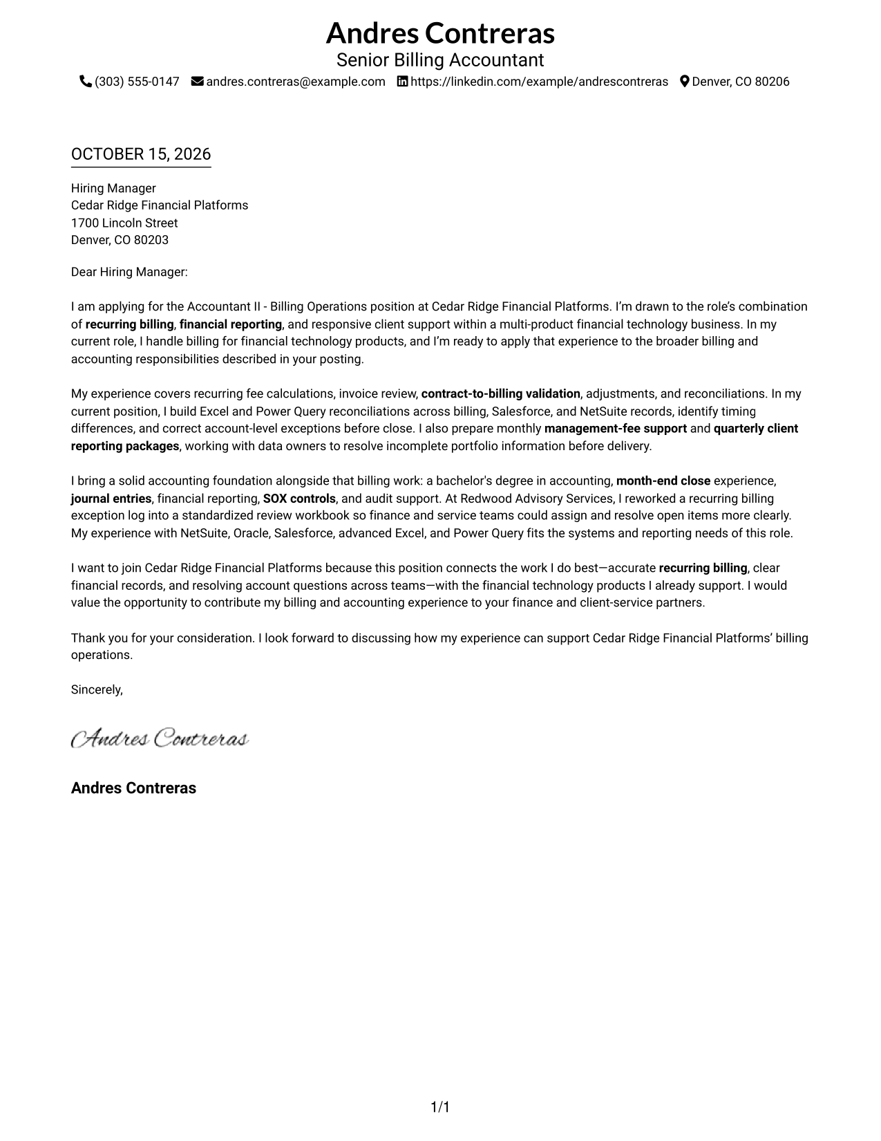 Cover letter example — page 1