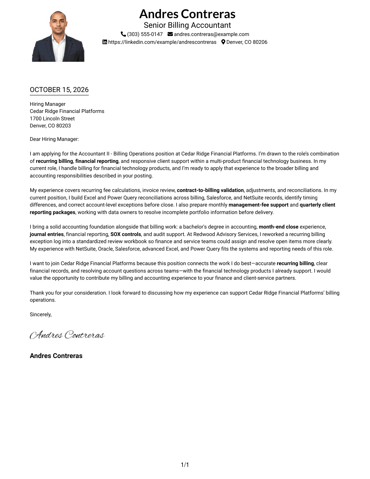 Cover letter example — page 1