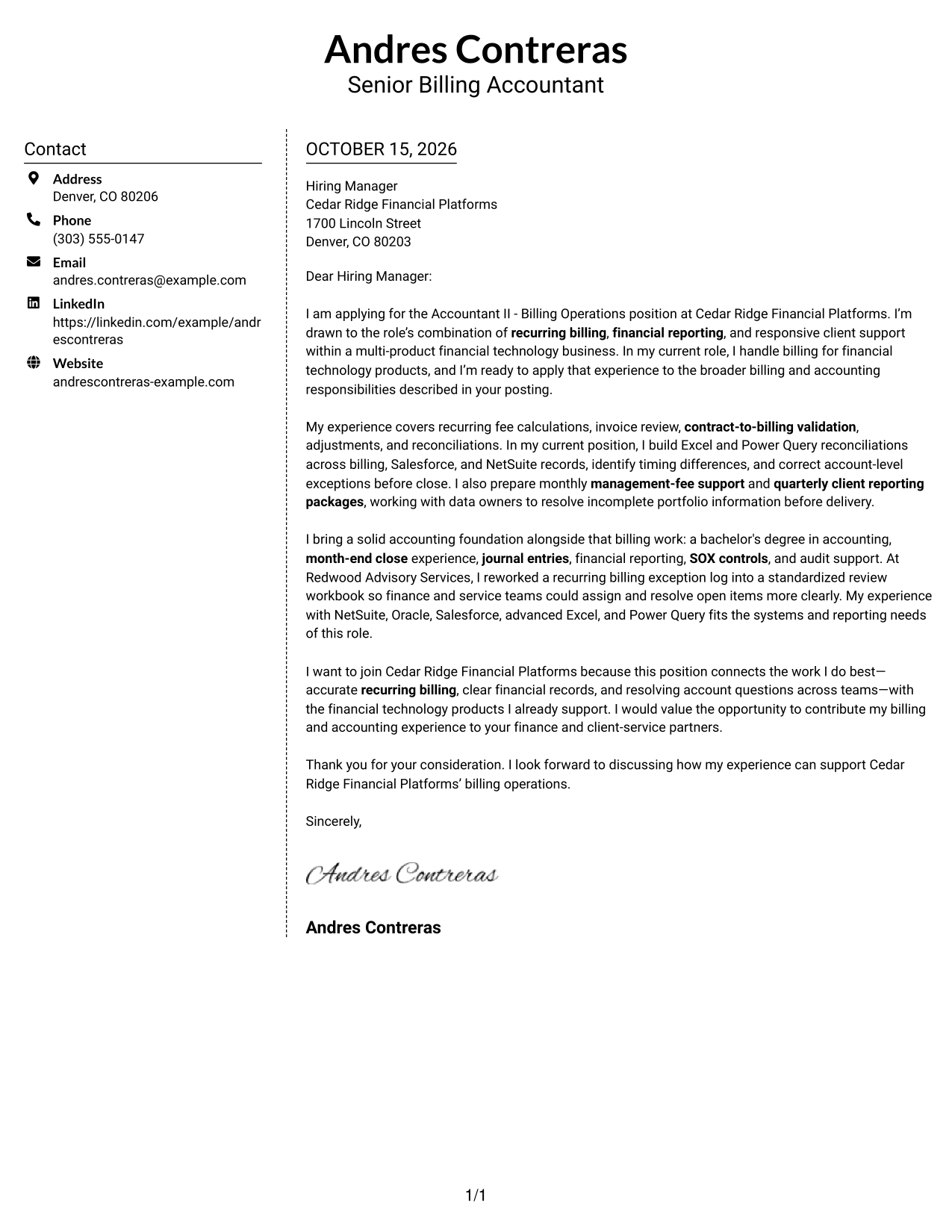 Cover letter example — page 1