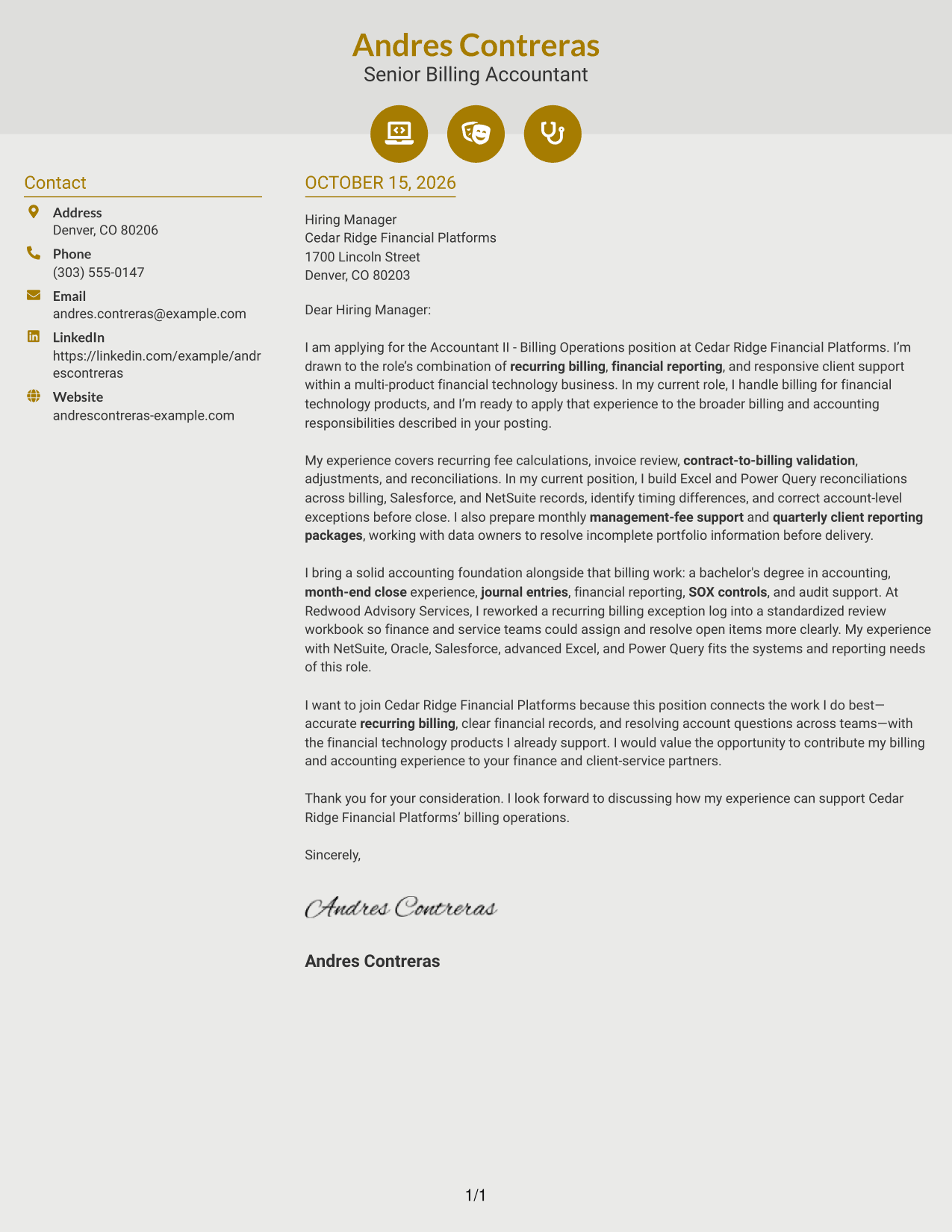 Cover letter example — page 1