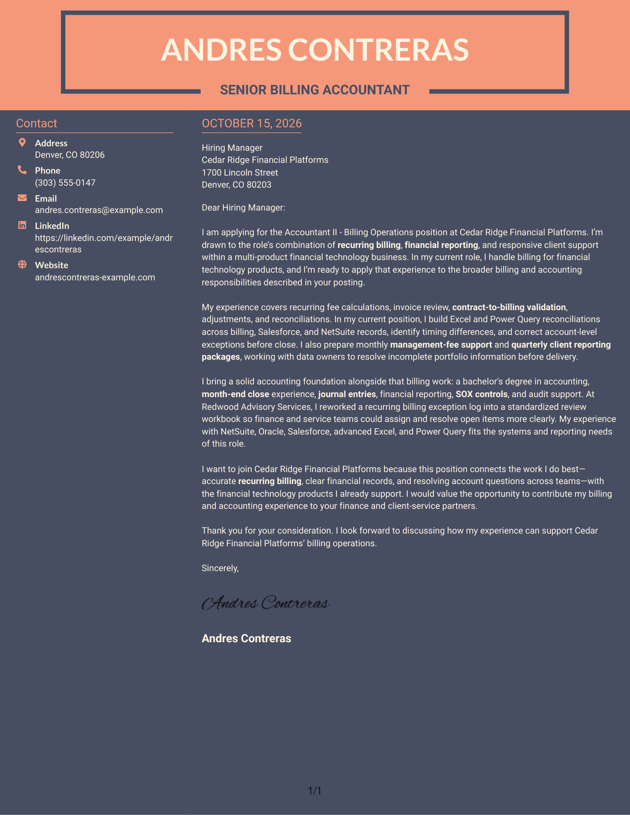 Cover letter example — page 1