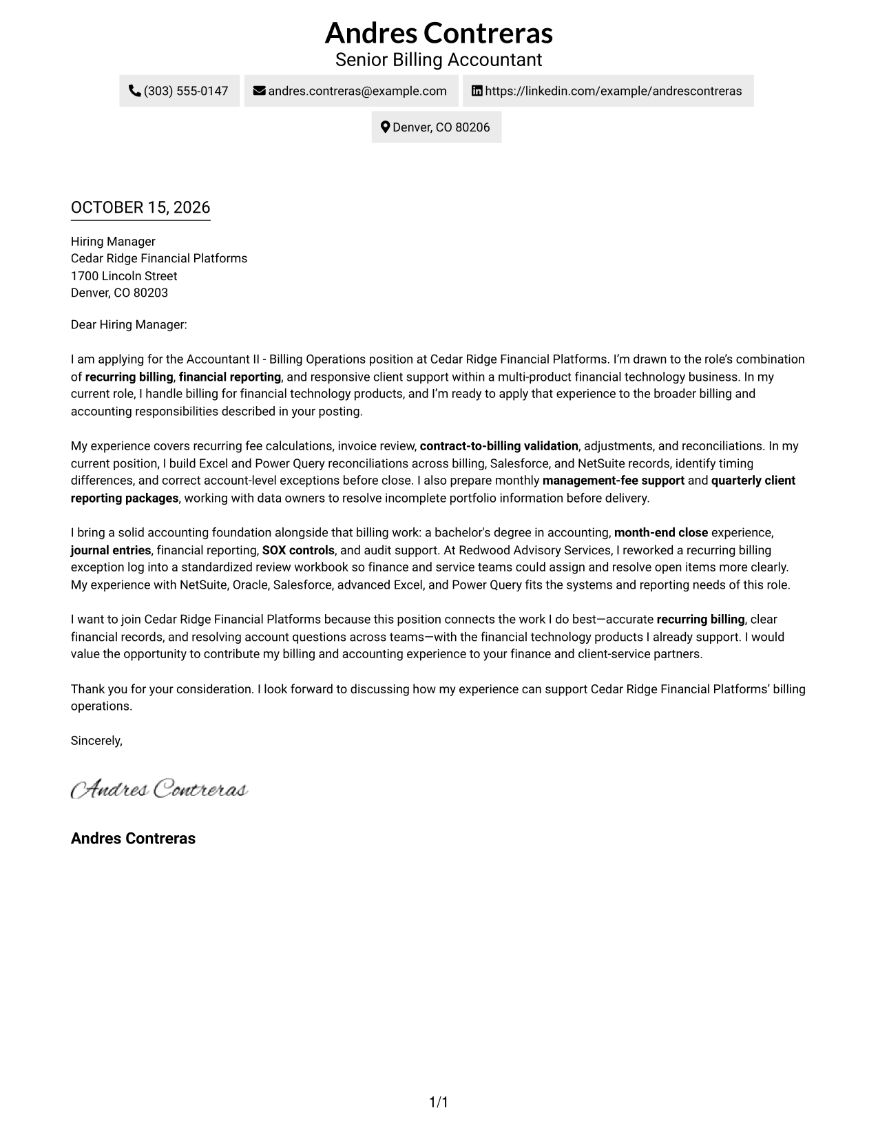 Cover letter example — page 1