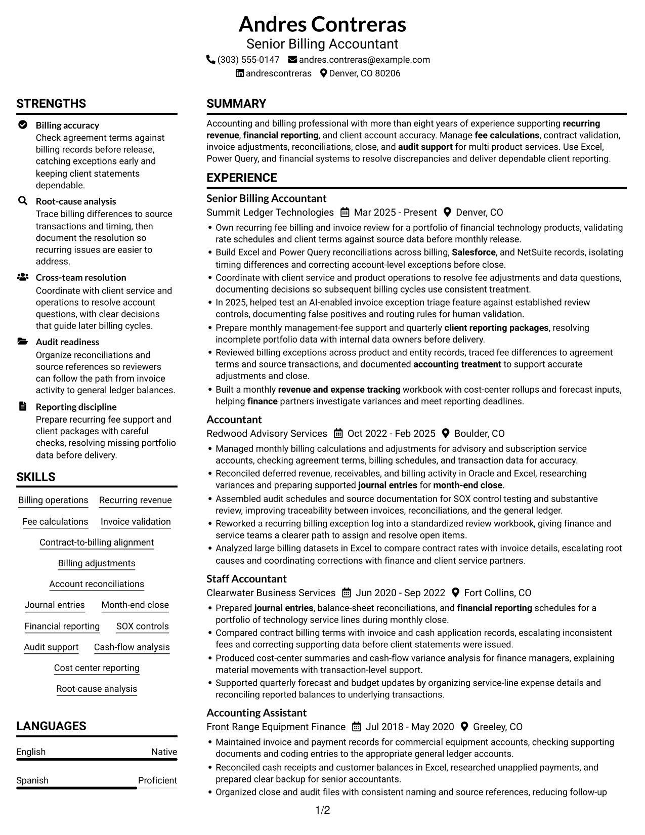 Resume example — page 1