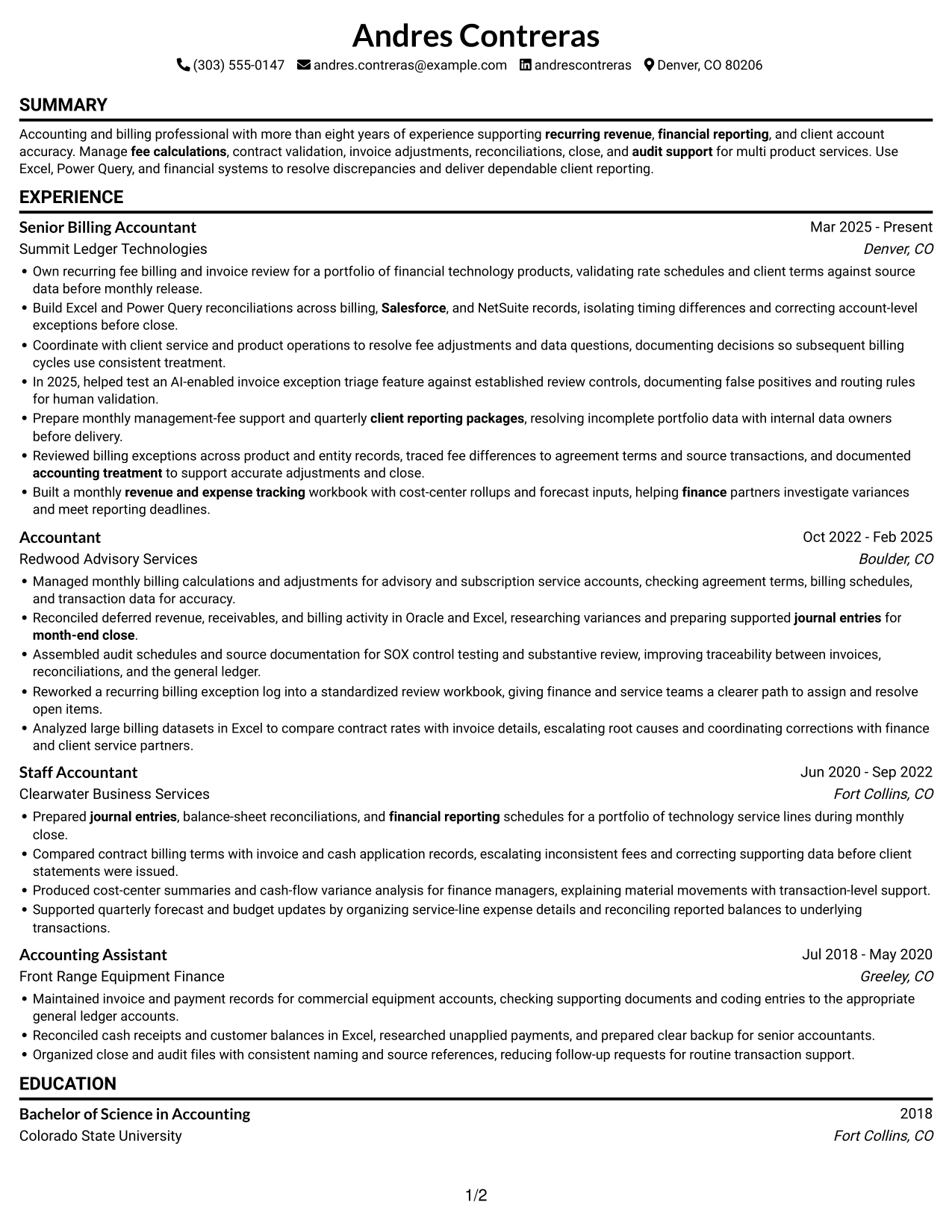 Resume example — page 1