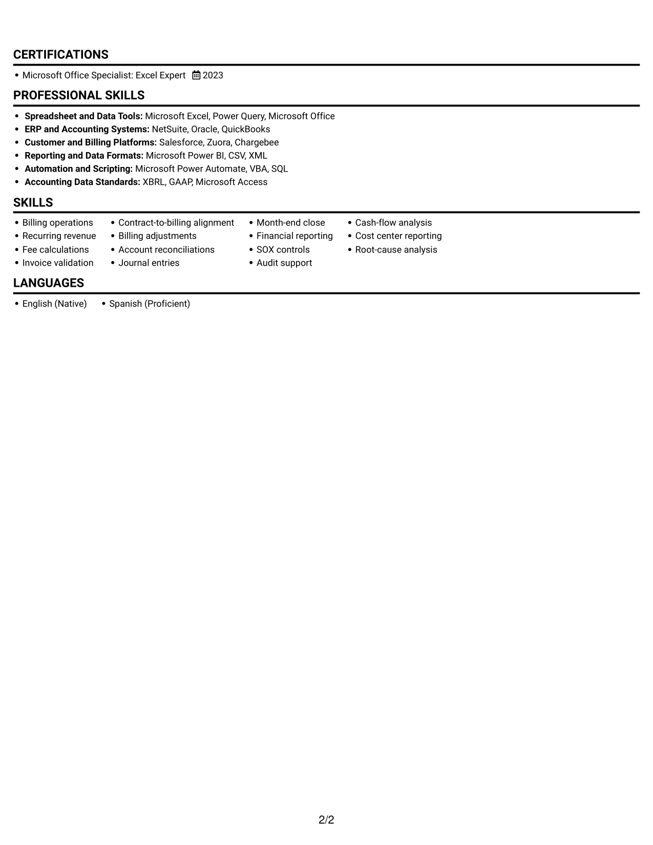 Resume example — page 2