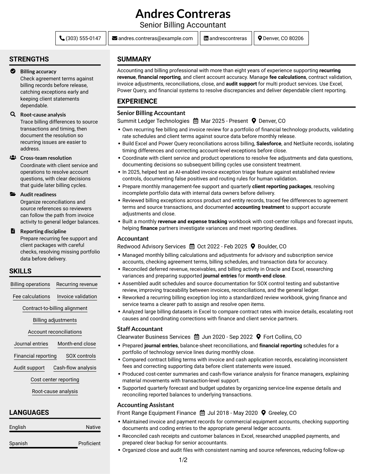 Resume example — page 1