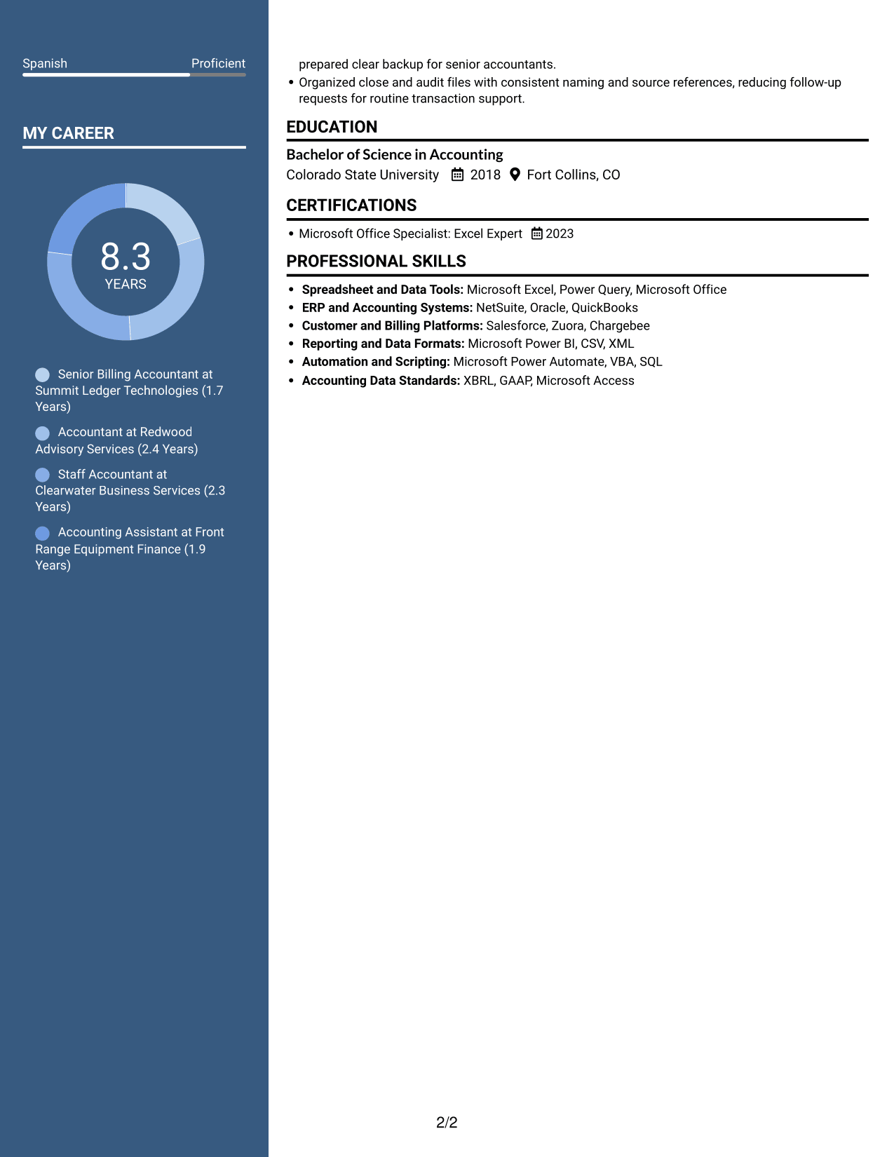 Resume example — page 2