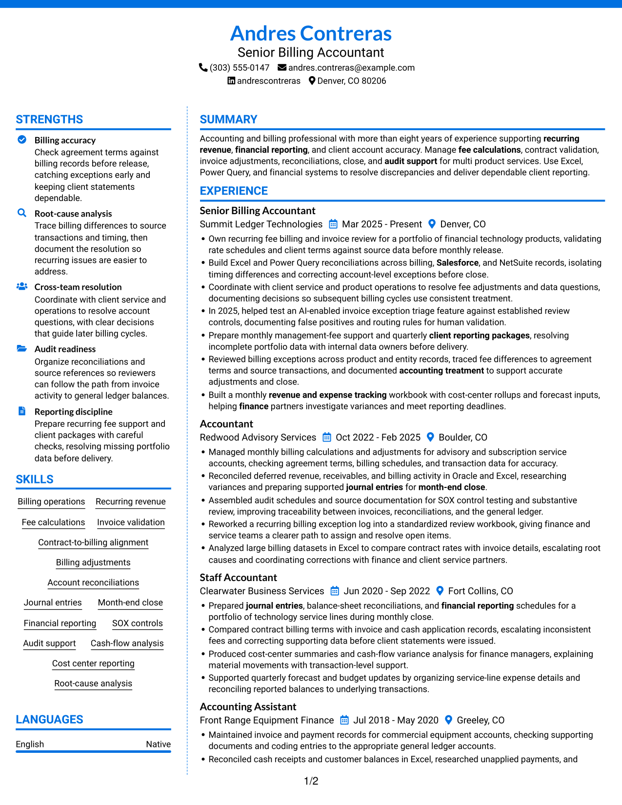 Resume example — page 1