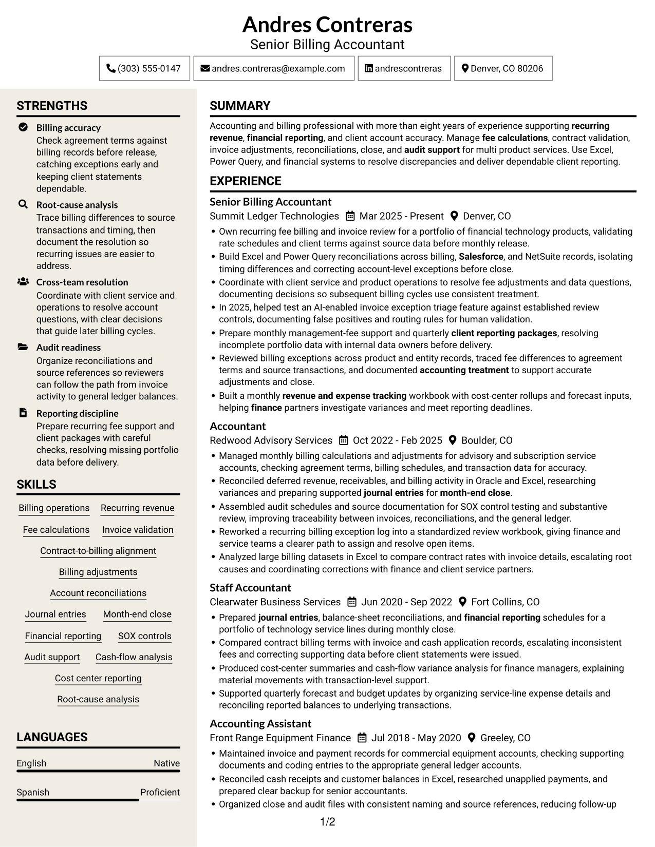 Resume example — page 1