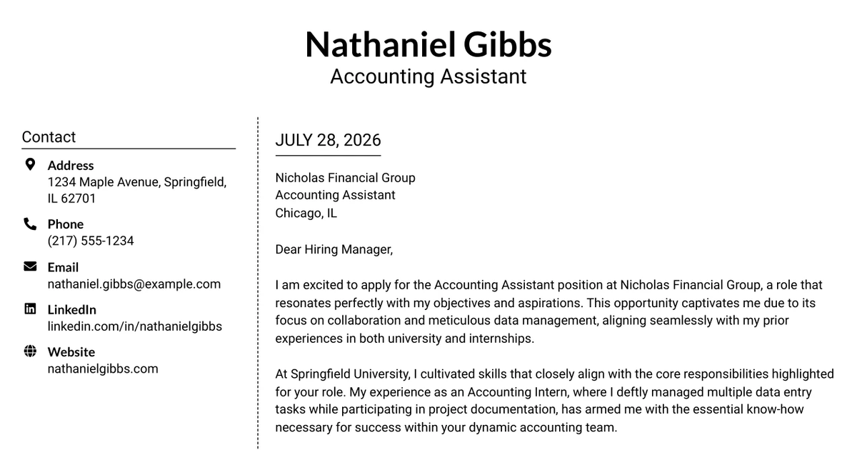 30+ Accounting Assistant Cover Letter Templates with Example 2026