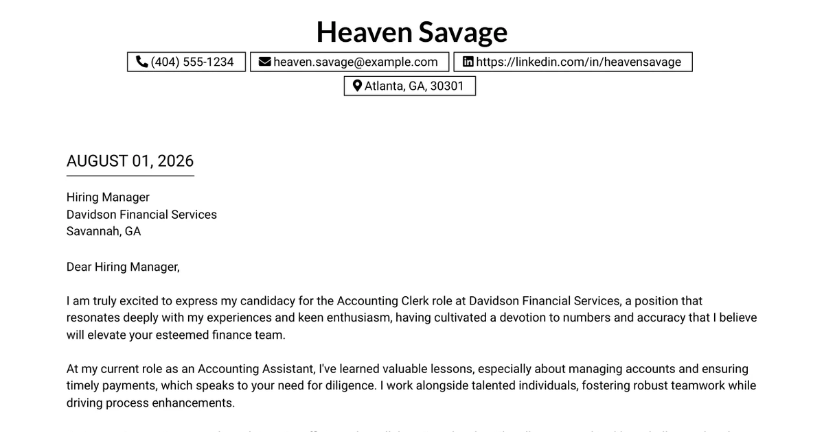 30+ Accounting Clerk Cover Letter Templates with Example 2026