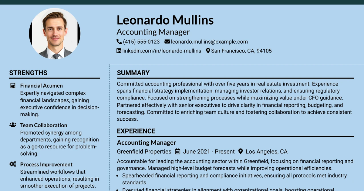 33 Accounting Manager Resume Templates with Example 2026 (ATS-Optimized)