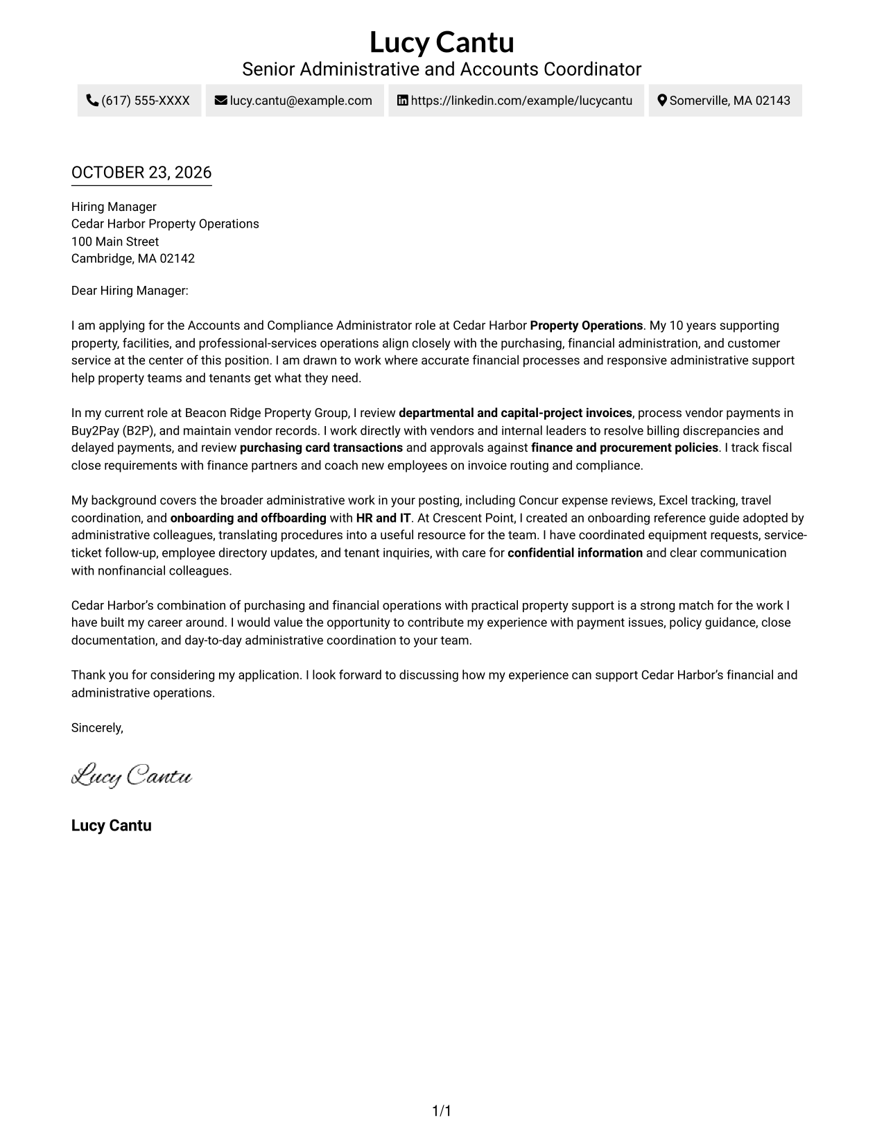 Cover letter example — page 1