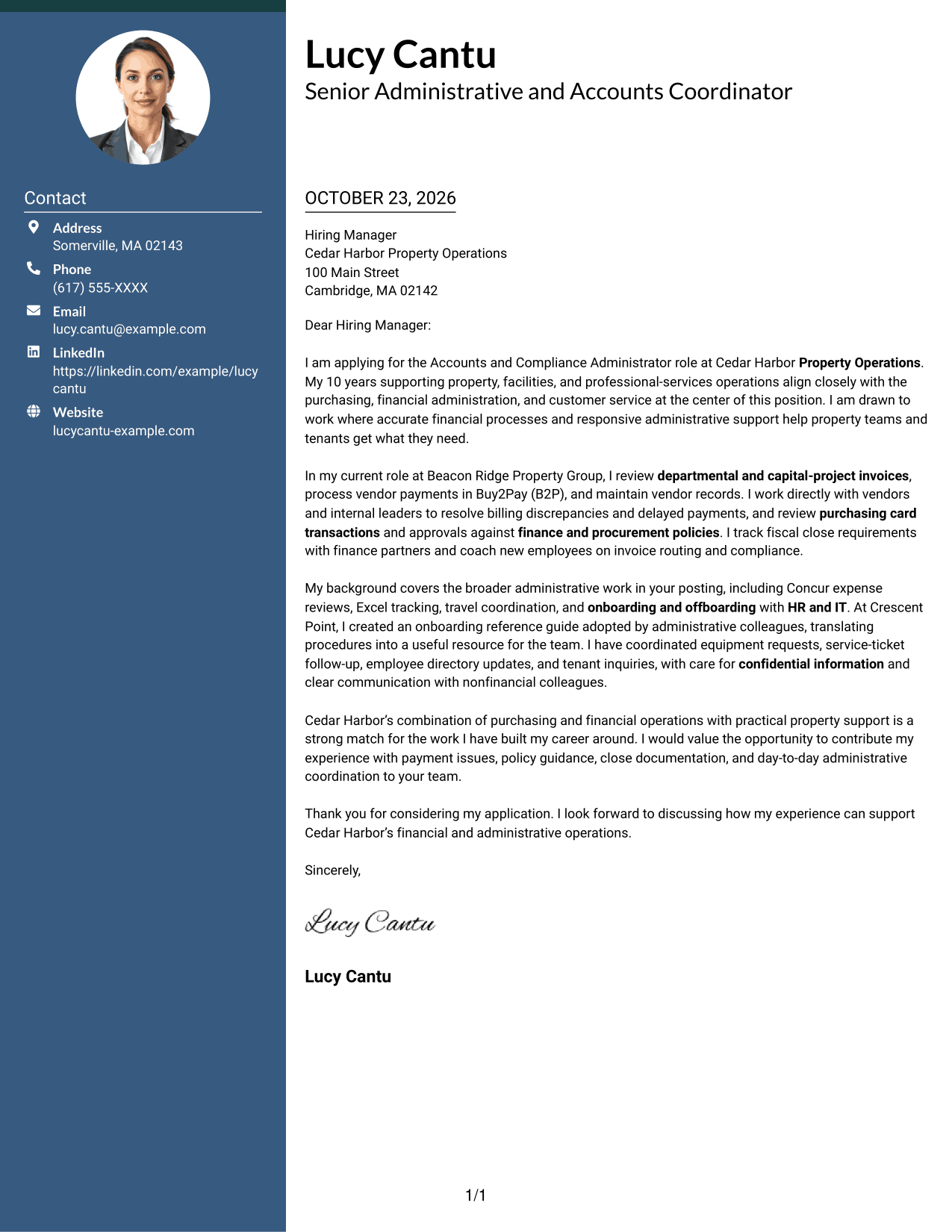 Cover letter example — page 1