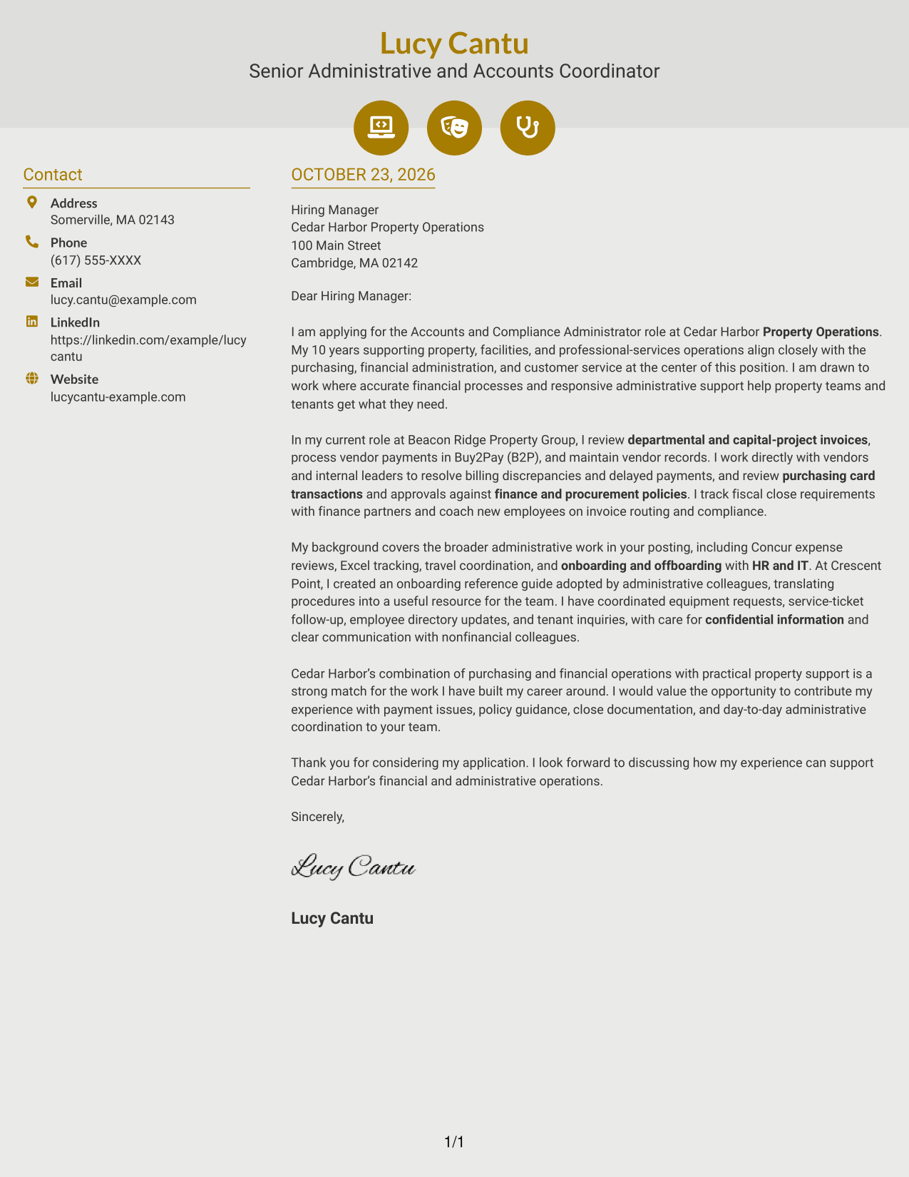 Cover letter example — page 1