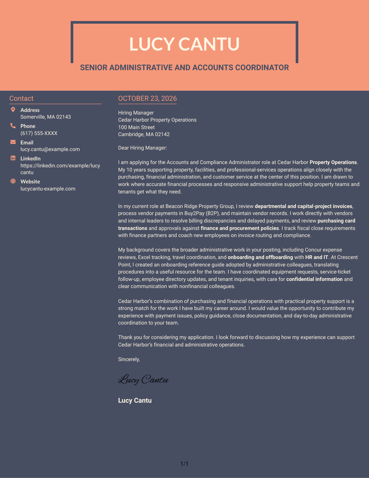 Cover letter example — page 1