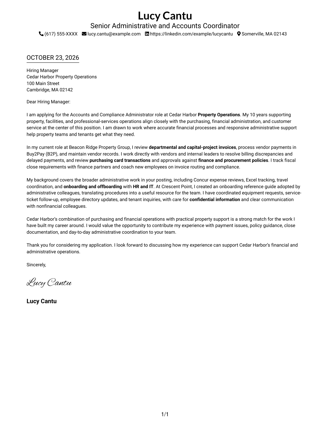 Cover letter example — page 1
