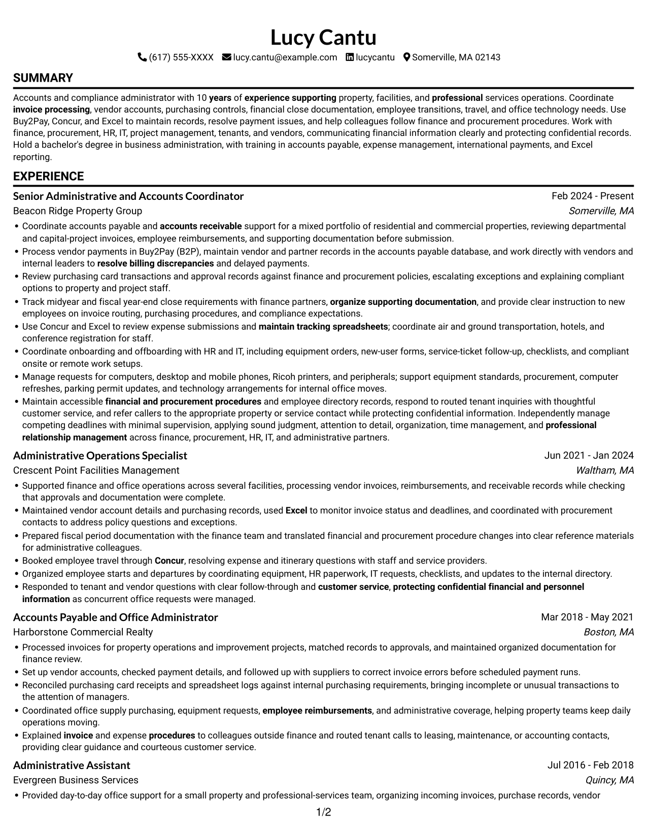 Resume example — page 1