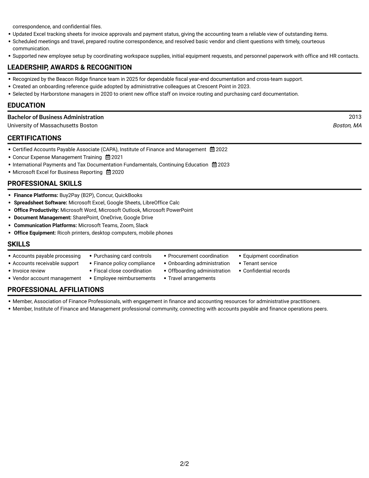 Resume example — page 2