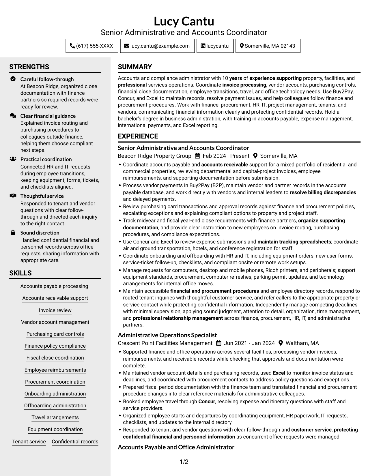 Resume example — page 1