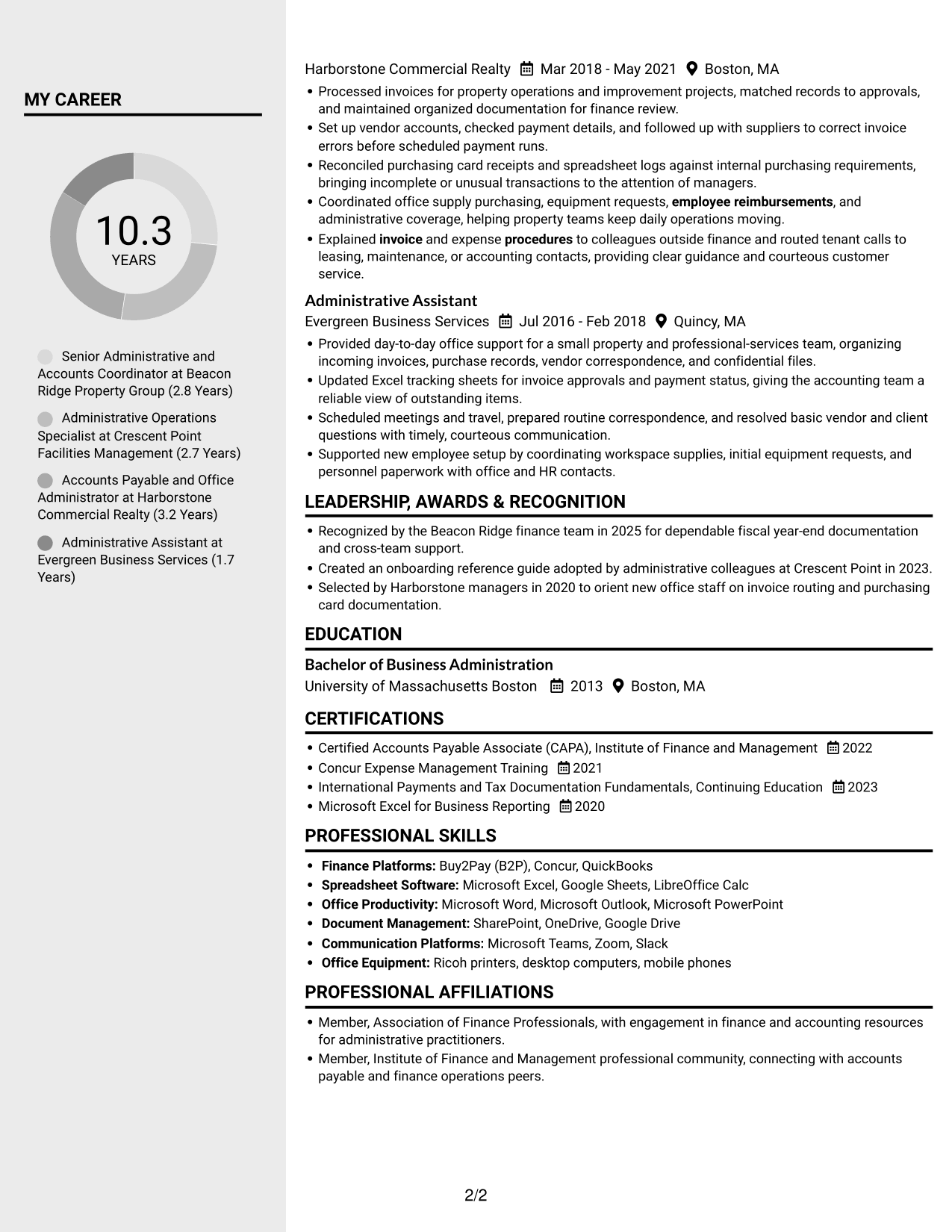 Resume example — page 2