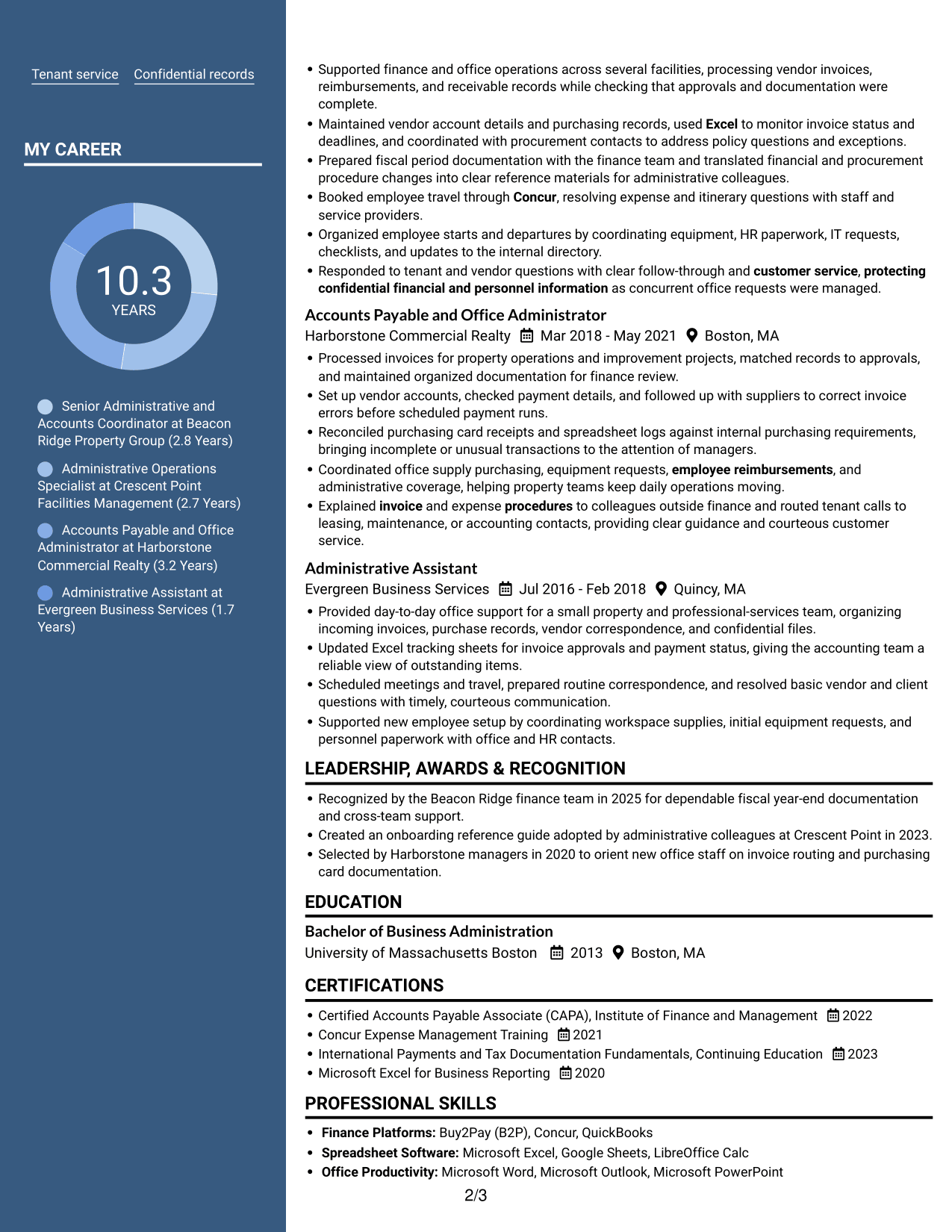 Resume example — page 2