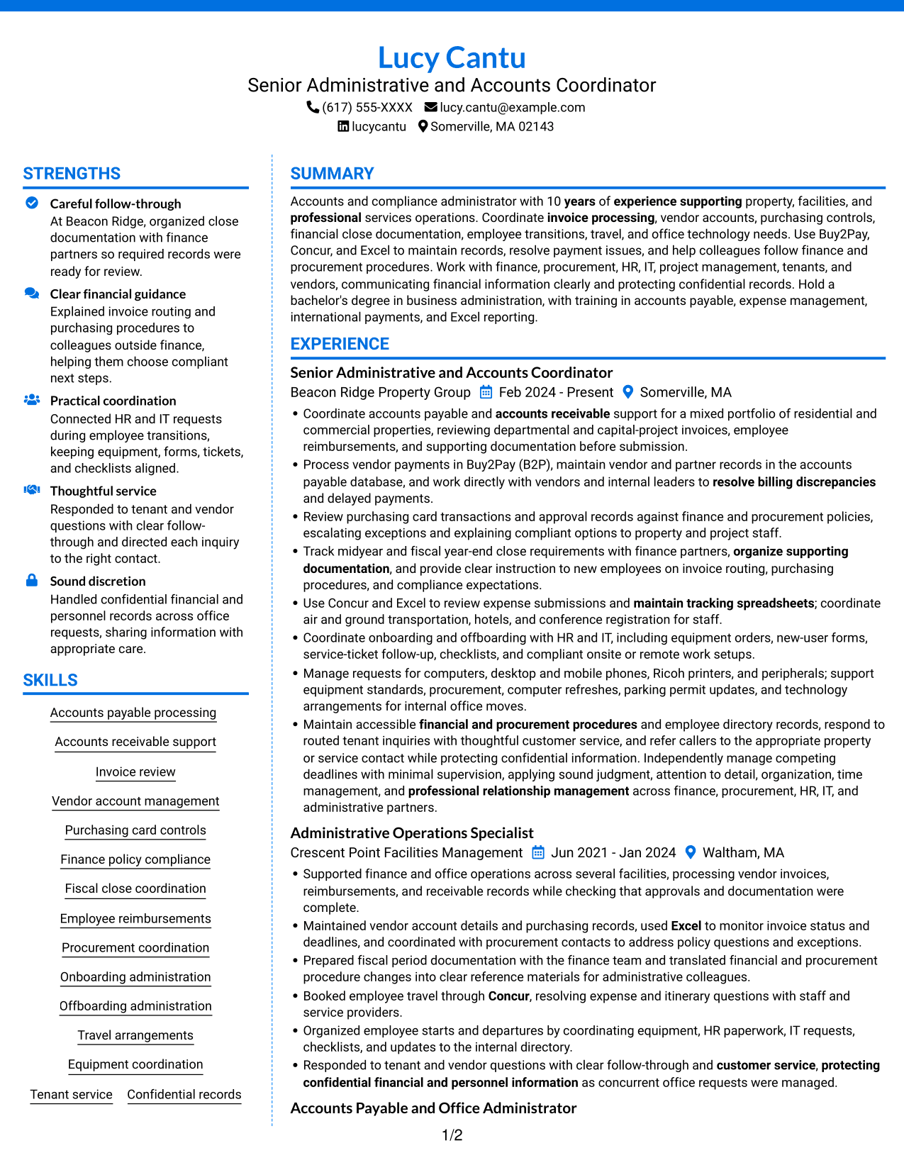 Resume example — page 1