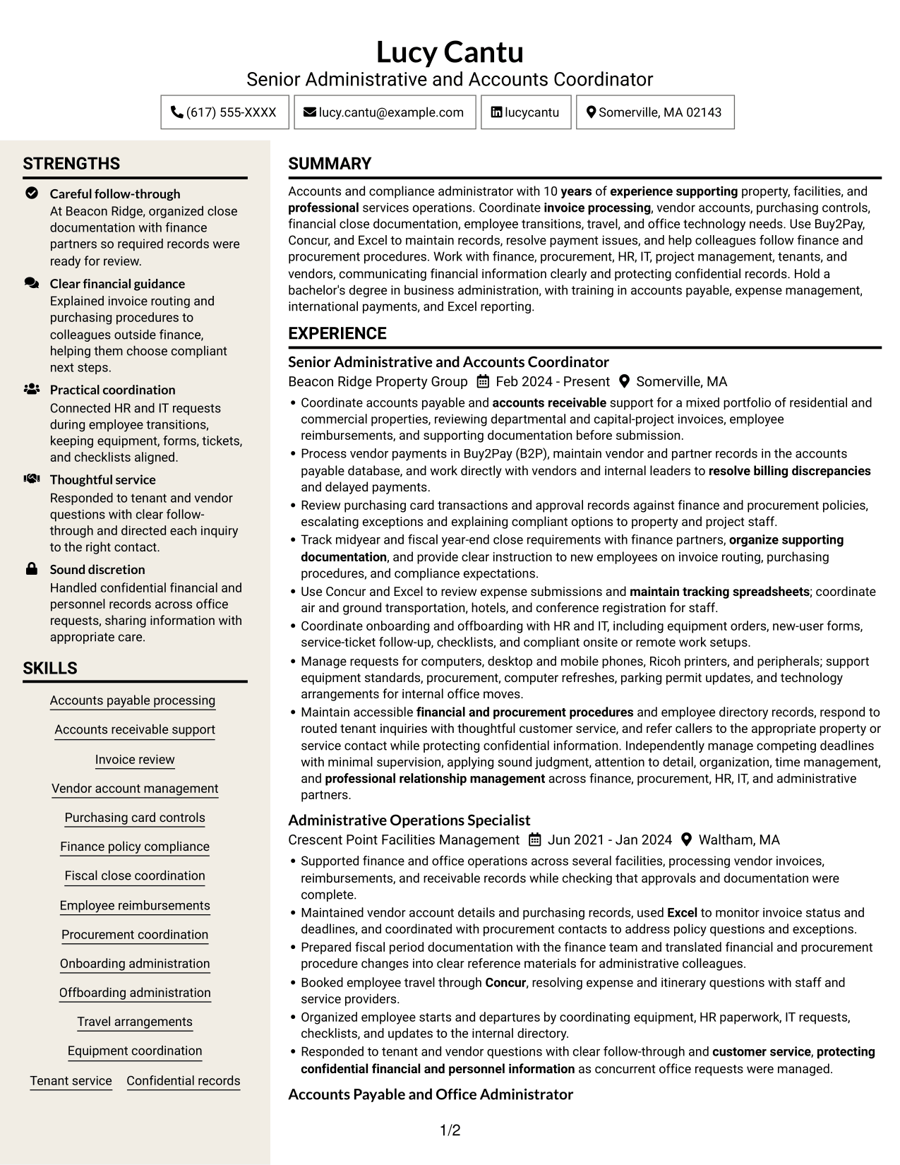 Resume example — page 1
