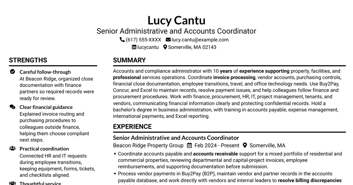 7 Accounts and Compliance Administrator - Purchasing and Financial Operations Resume Templates with Example