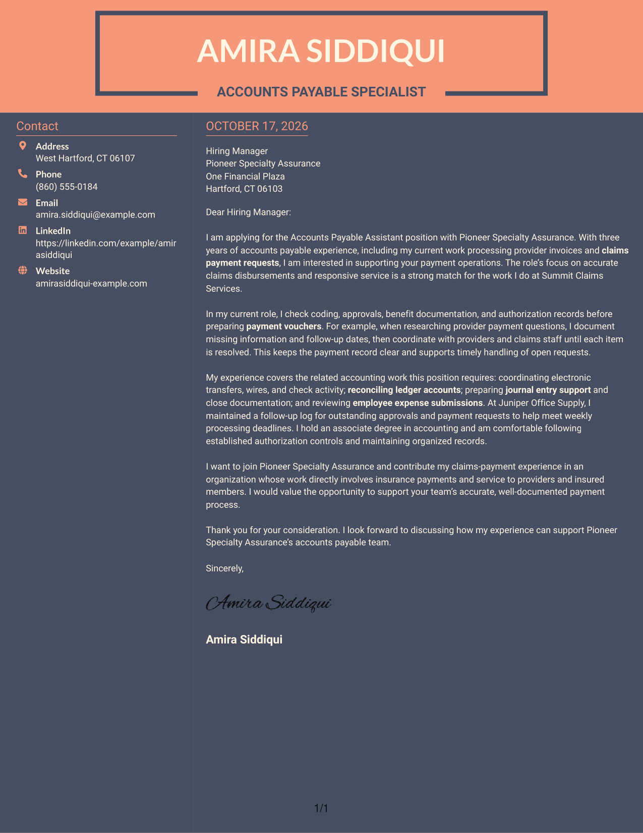 Cover letter example — page 1
