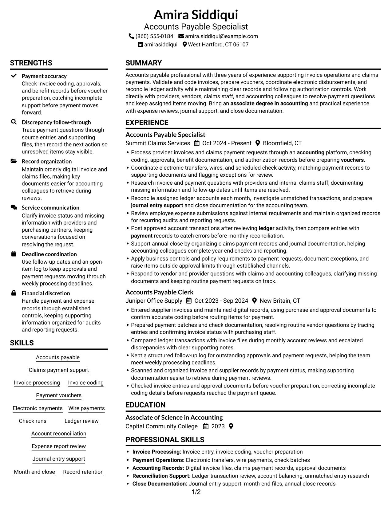 Resume example — page 1