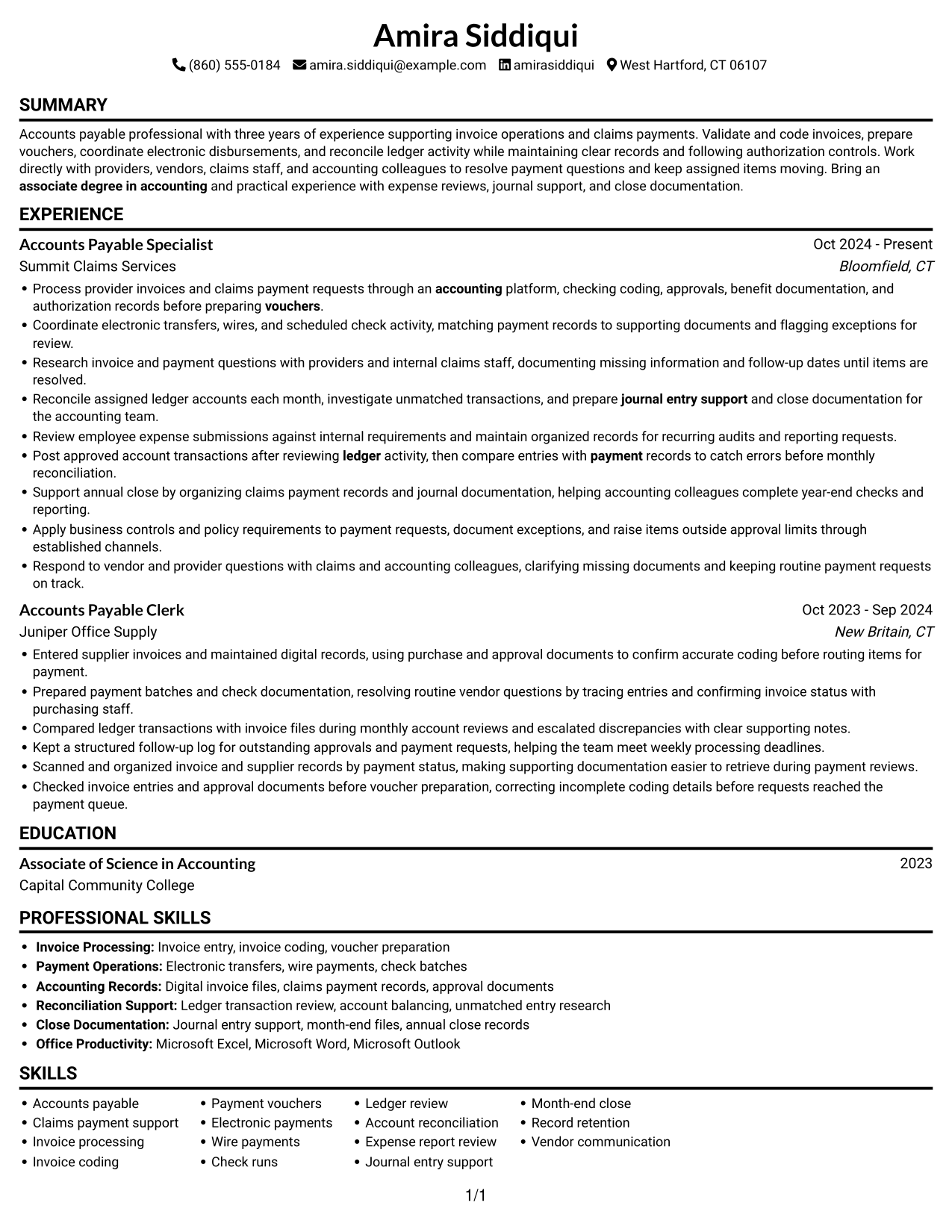 Resume example — page 1
