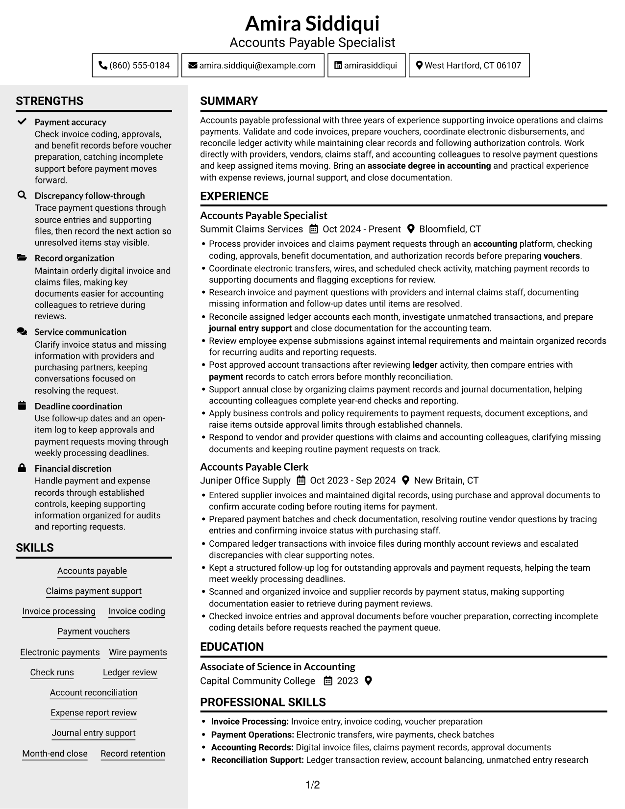 Resume example — page 1