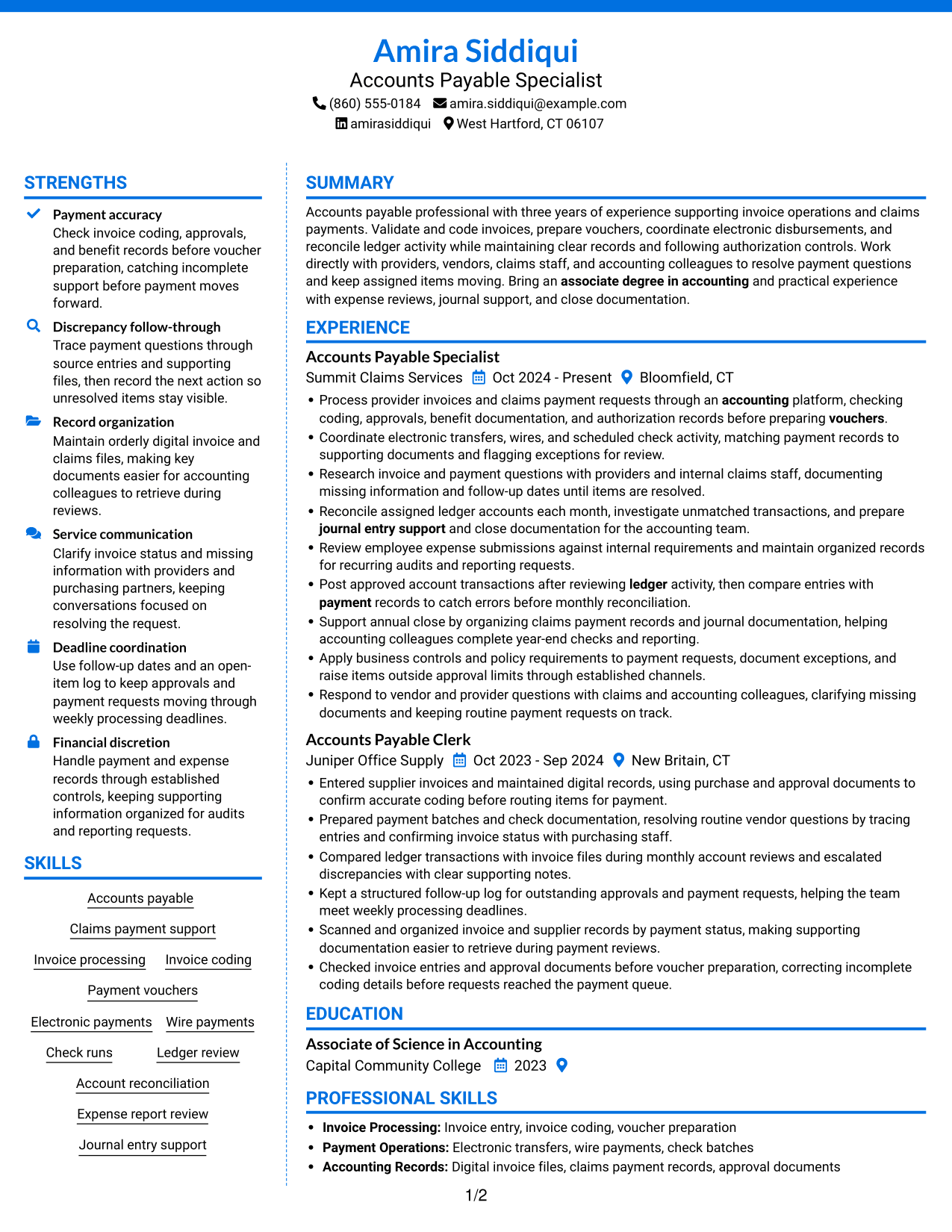 Resume example — page 1