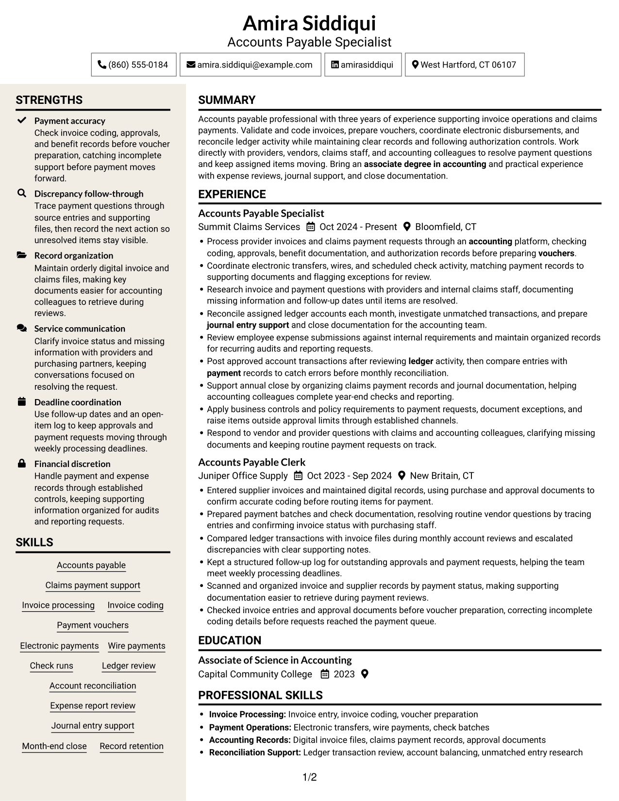 Resume example — page 1