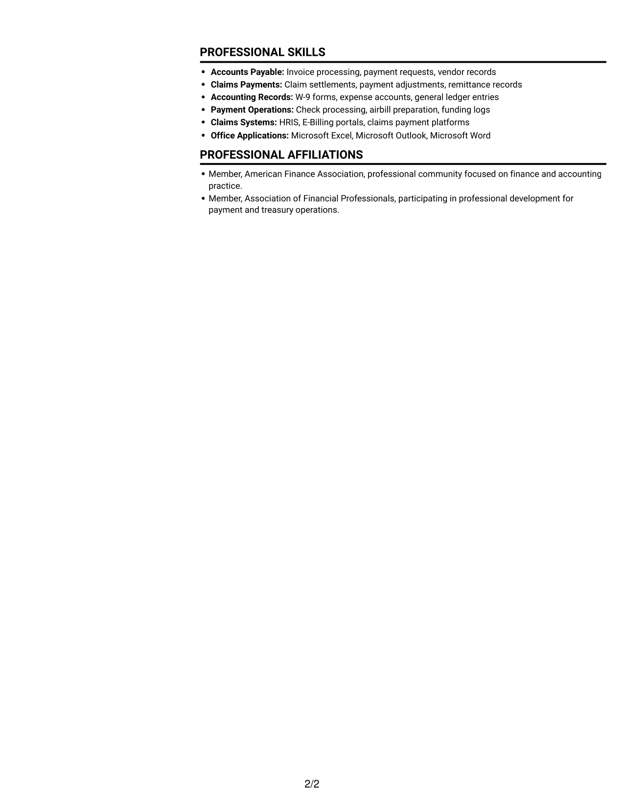 Resume example — page 2