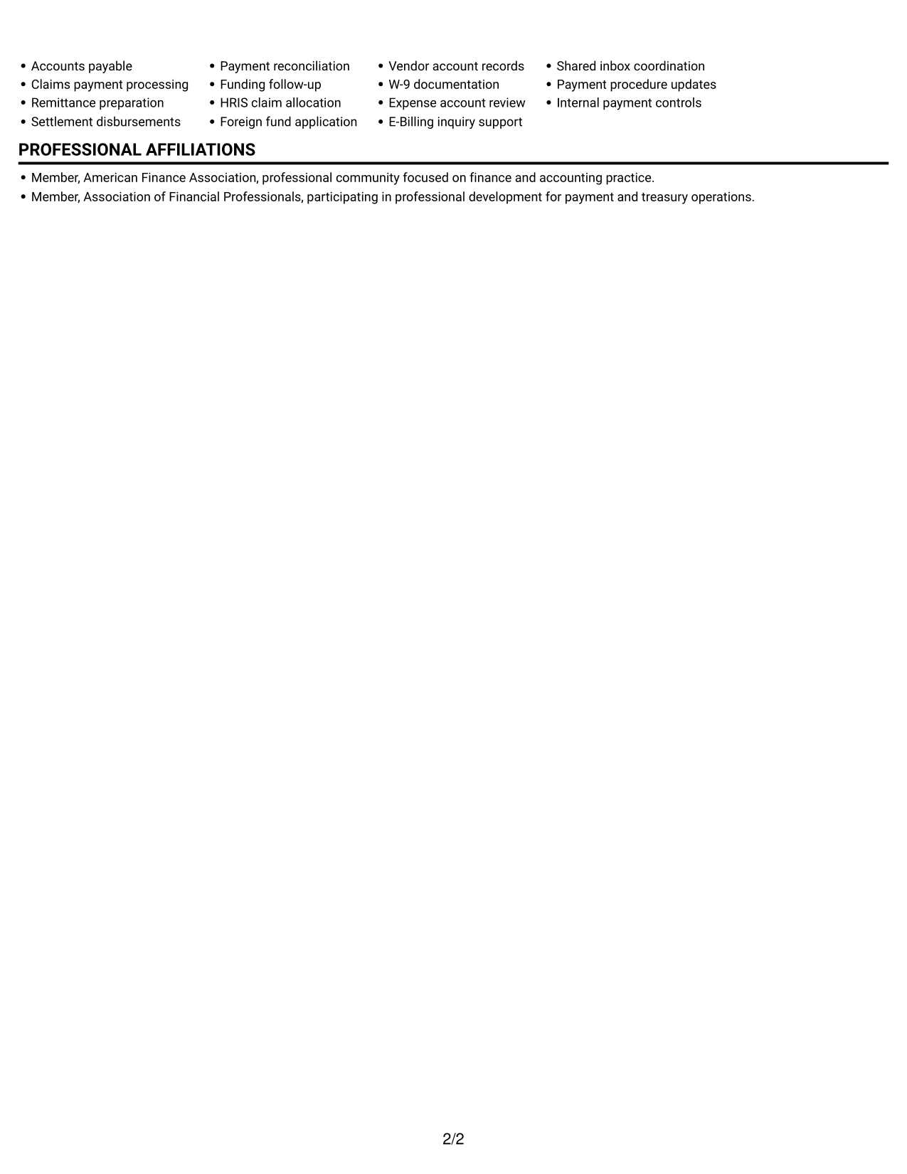 Resume example — page 2