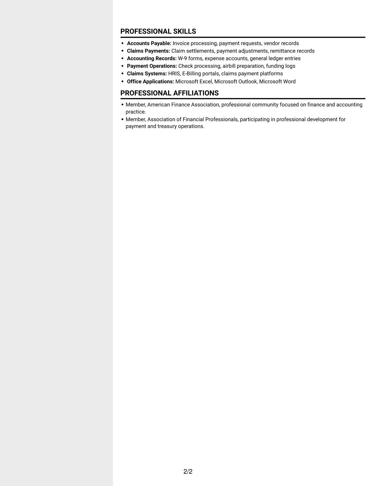 Resume example — page 2