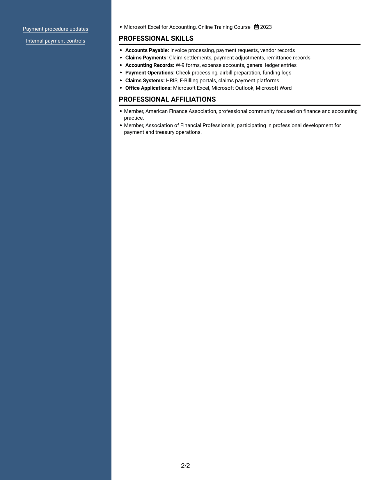 Resume example — page 2