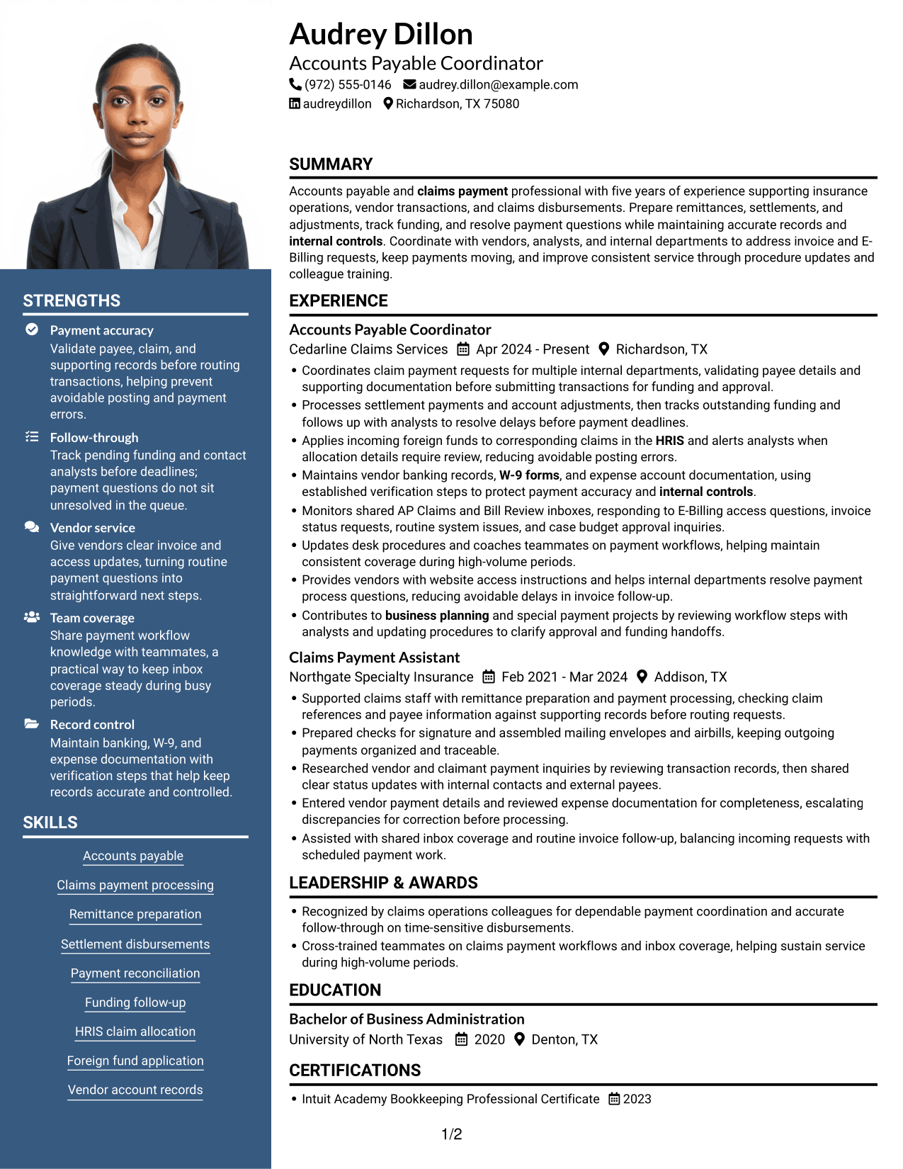 Resume example — page 1