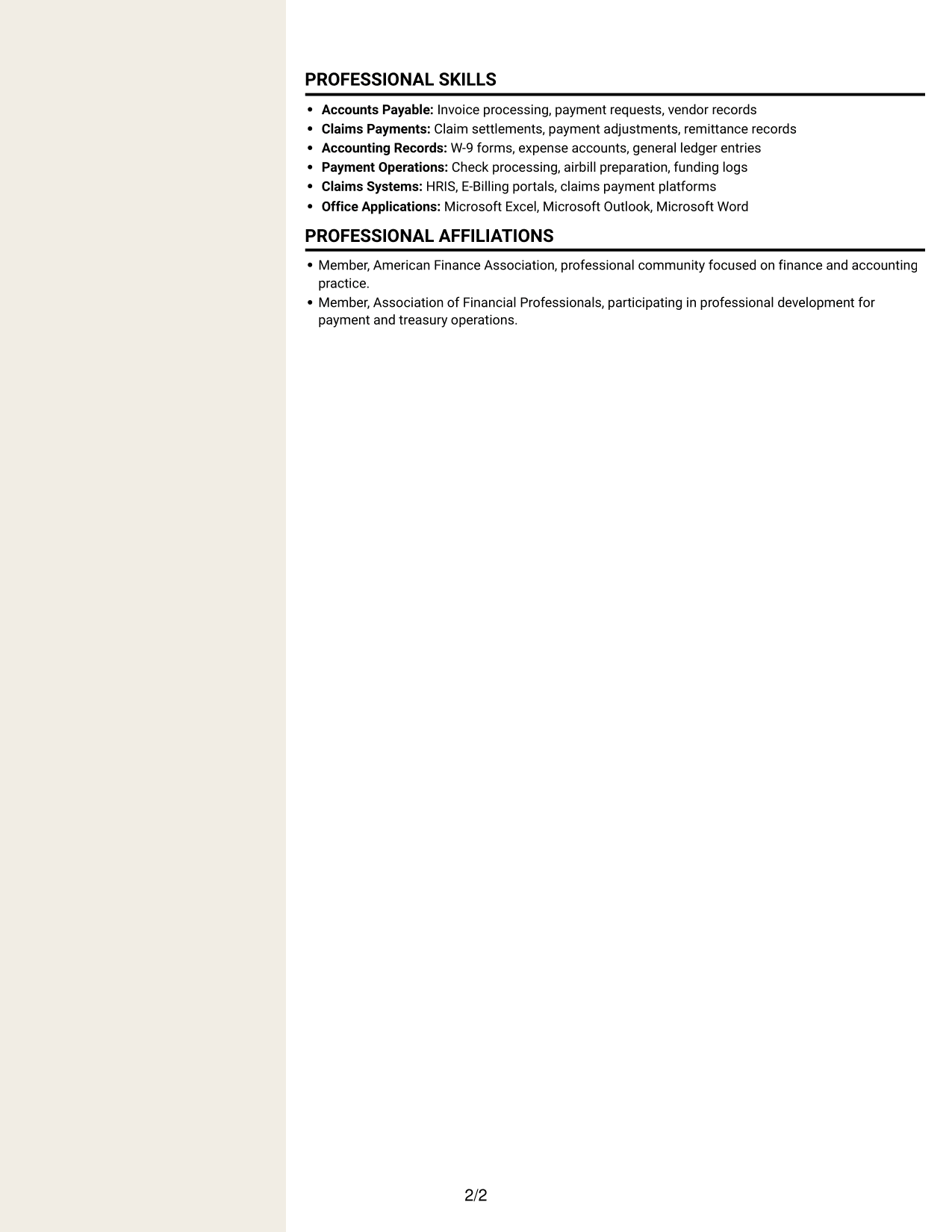 Resume example — page 2