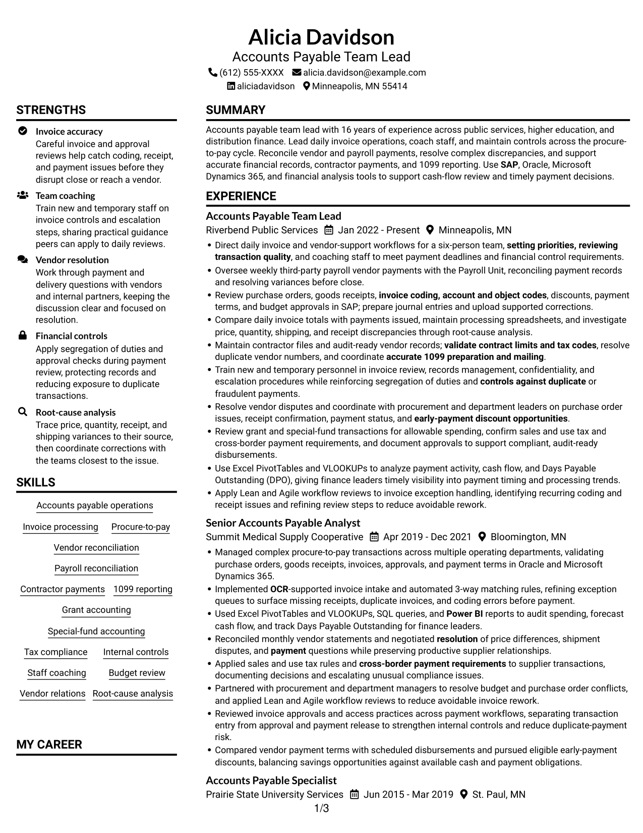 Resume example — page 1