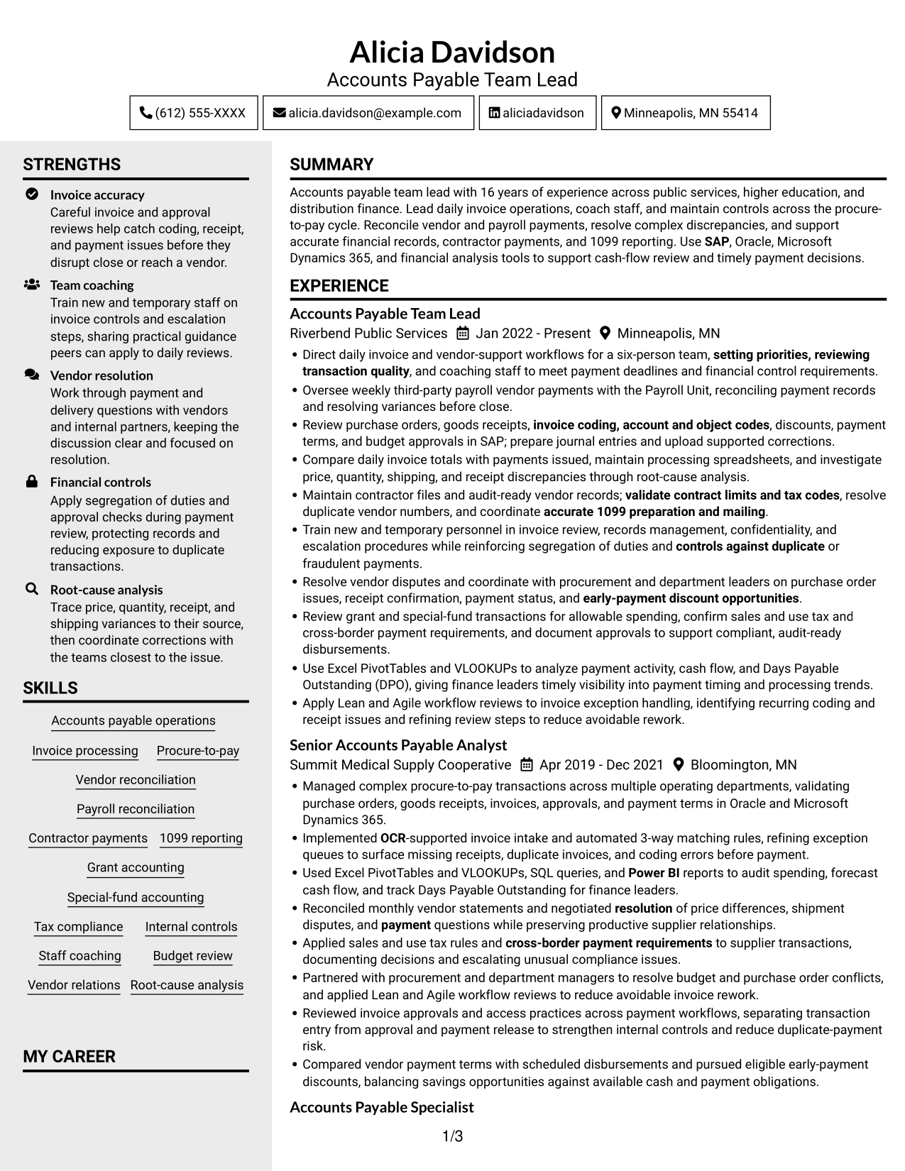 Resume example — page 1