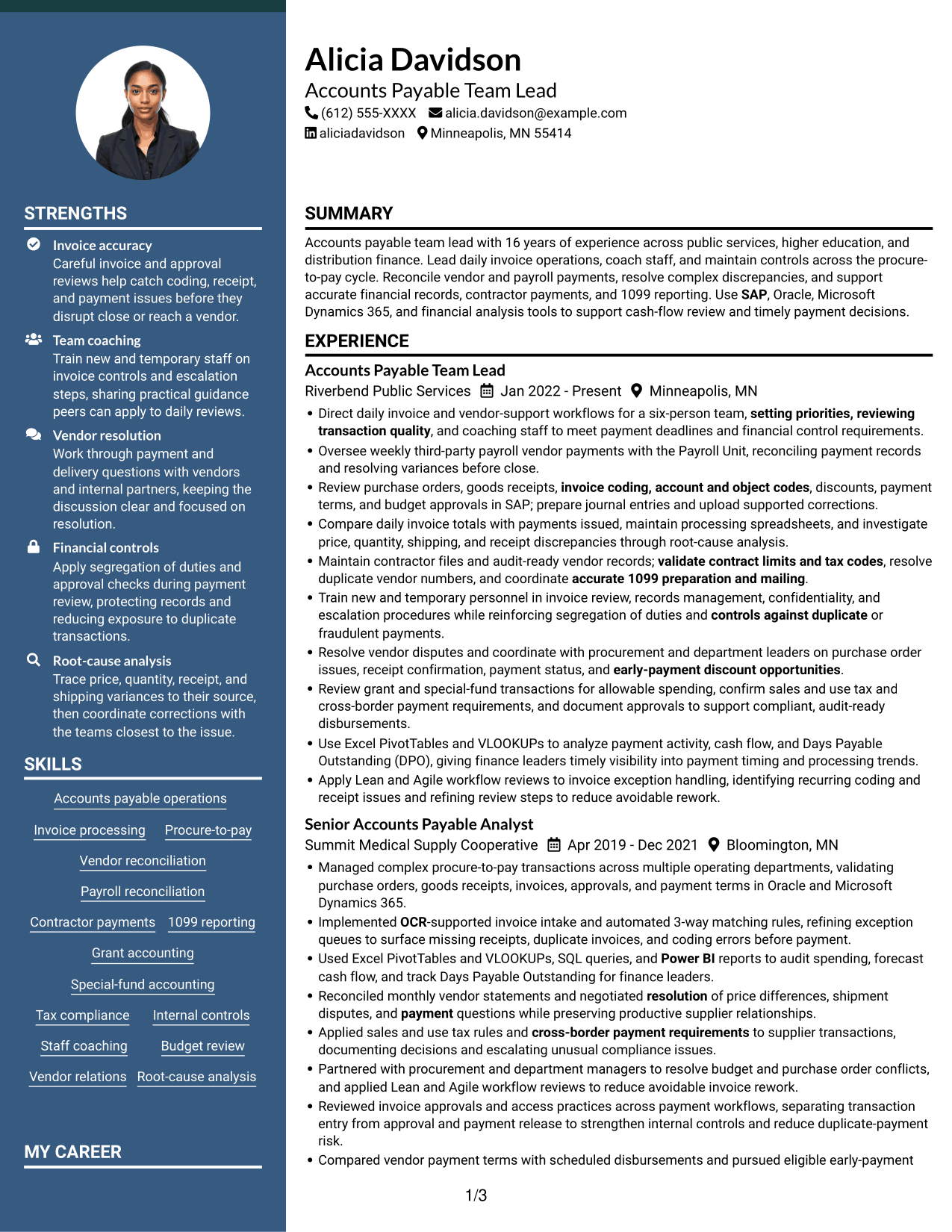 Resume example — page 1