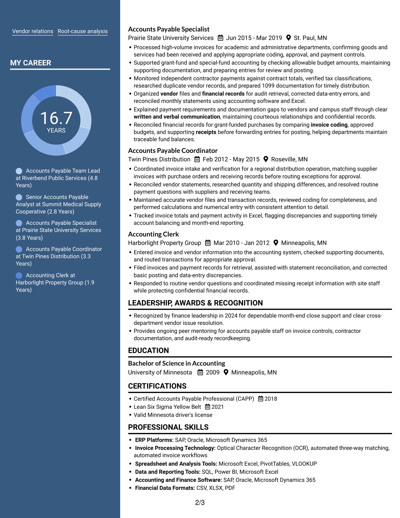 Resume example — page 2